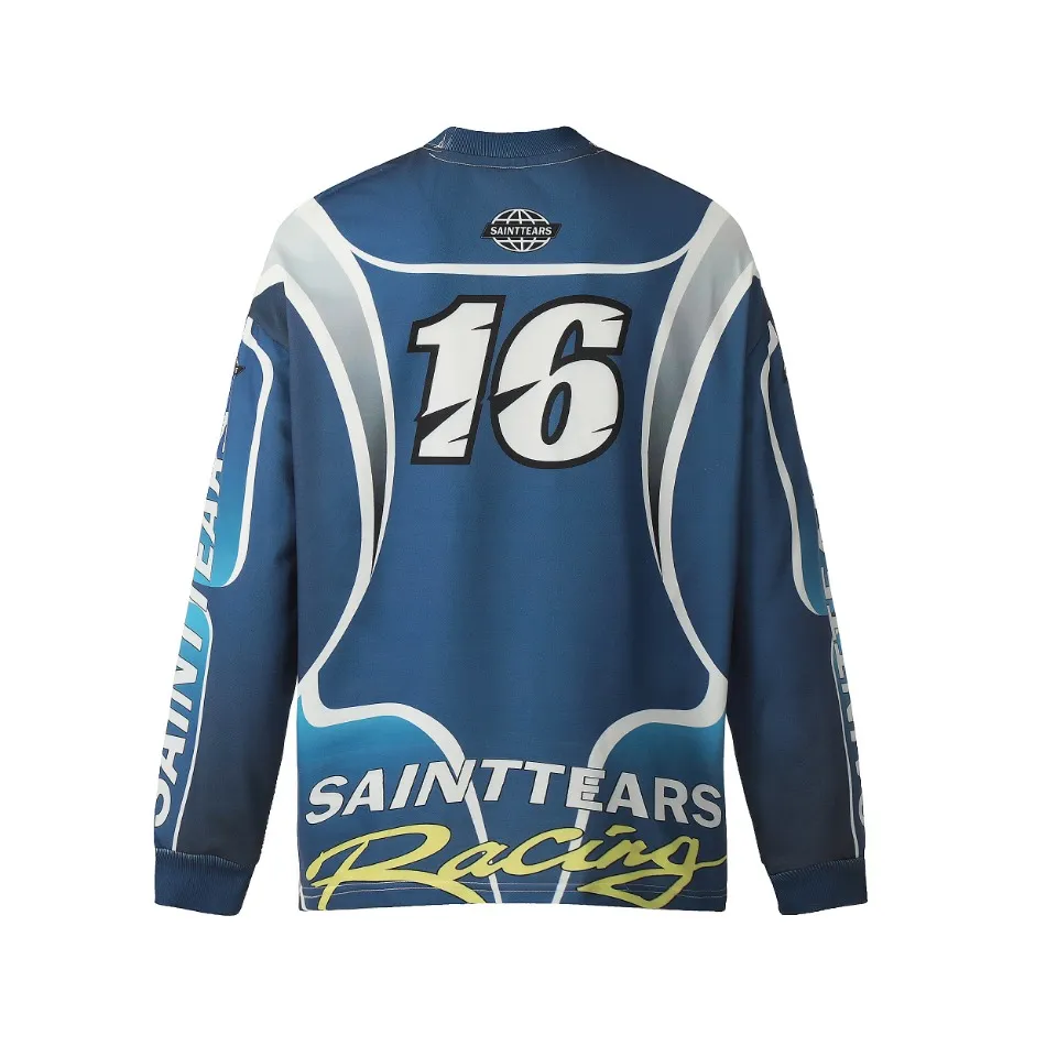Saint michael tears all-over printed long-sleeved vintage autumn and winter T-shirt Style number: 122 Size: M L XL Wholesale price: 136 Color: blue green